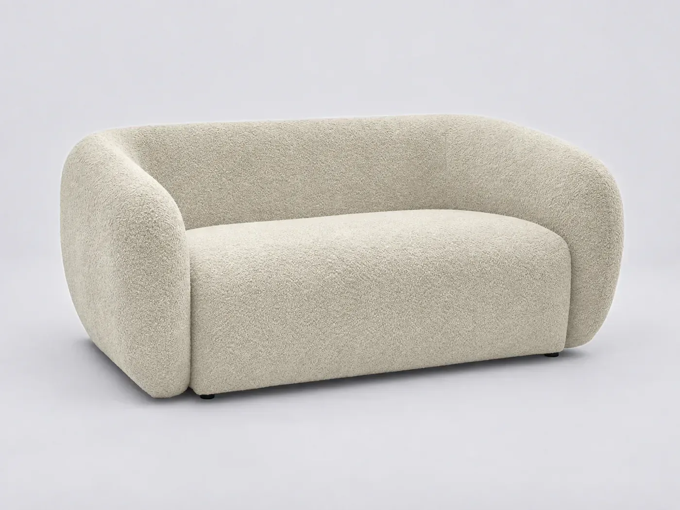 Canapé Celine Bobochic, 2 places droit fixe, bouclette, coloris beige