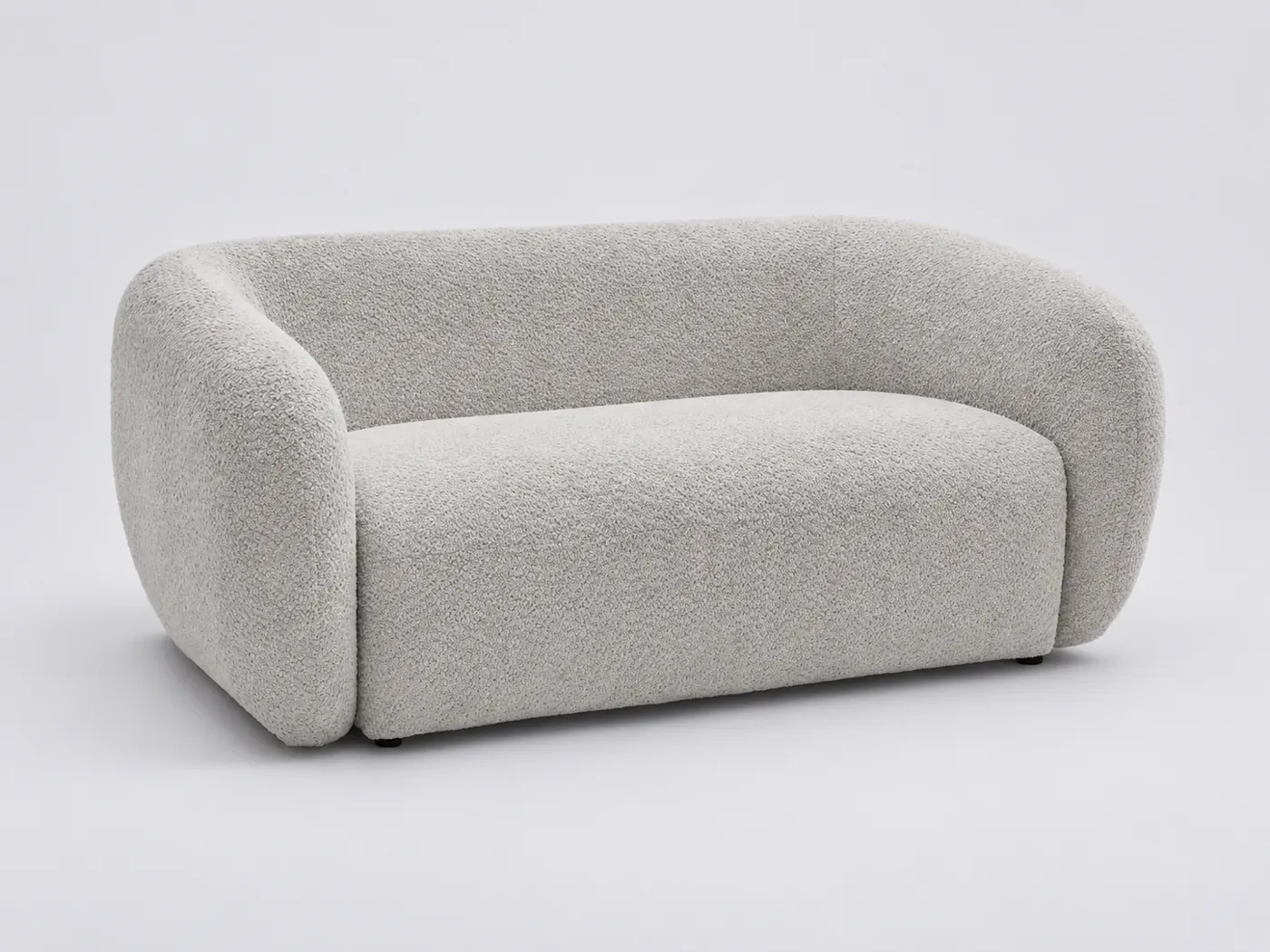 Canapé Celine Bobochic, 2 places droit fixe, bouclette, coloris gris clair
