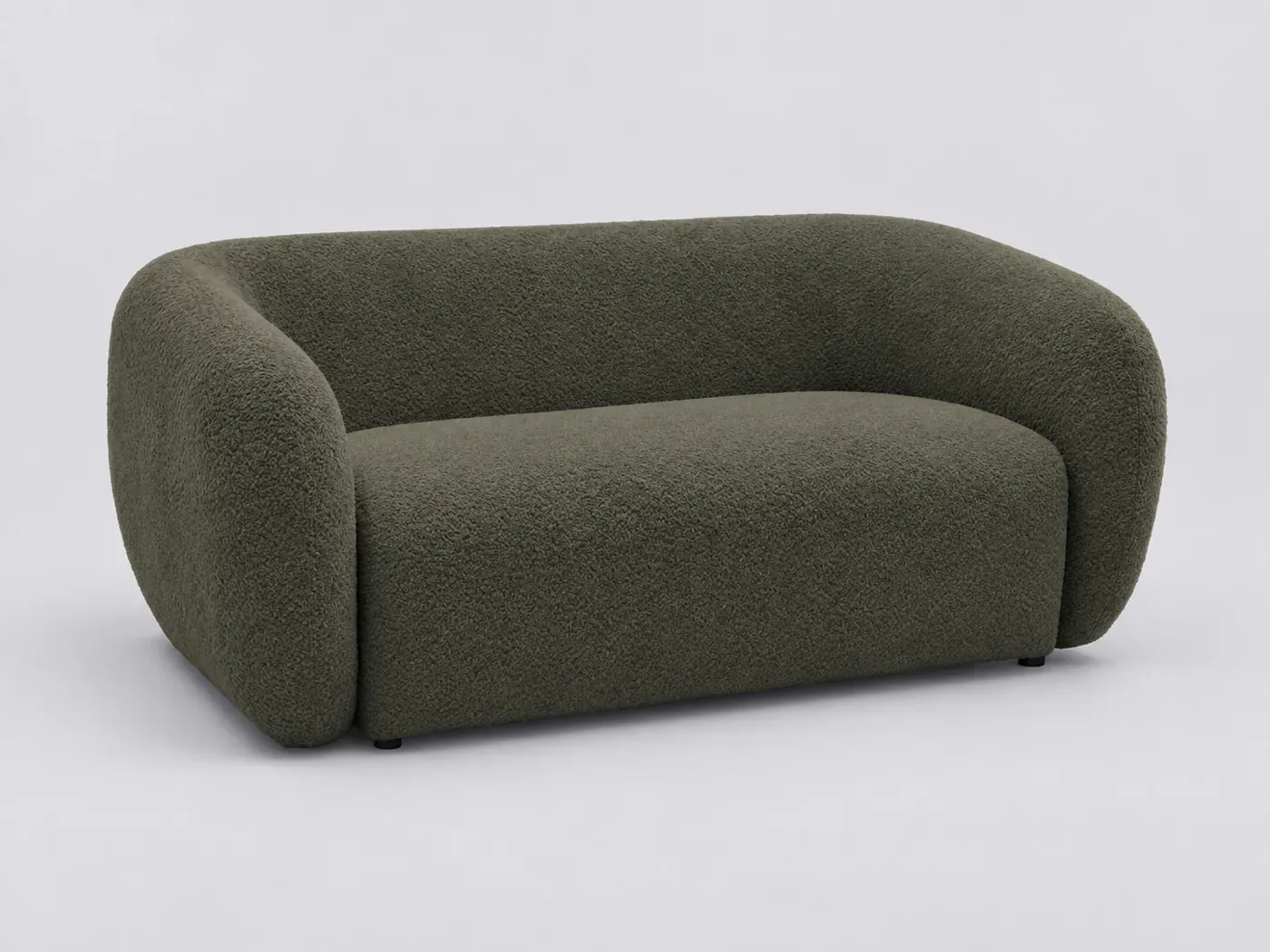 Canapé Celine Bobochic, 2 places droit fixe, bouclette, coloris vert