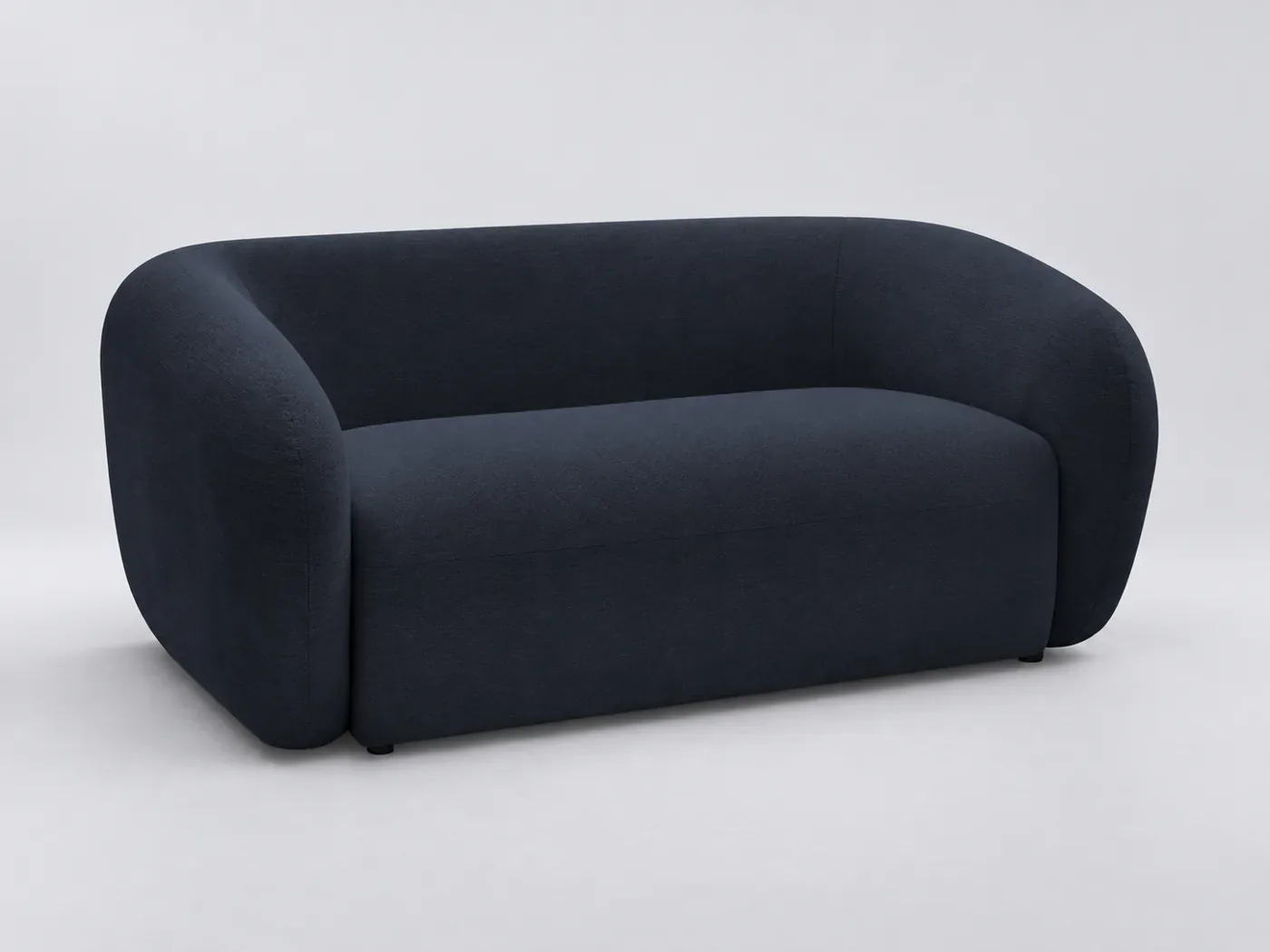 Canapé Celine Bobochic, 2 places droit fixe, tissu lisse, coloris bleu foncé