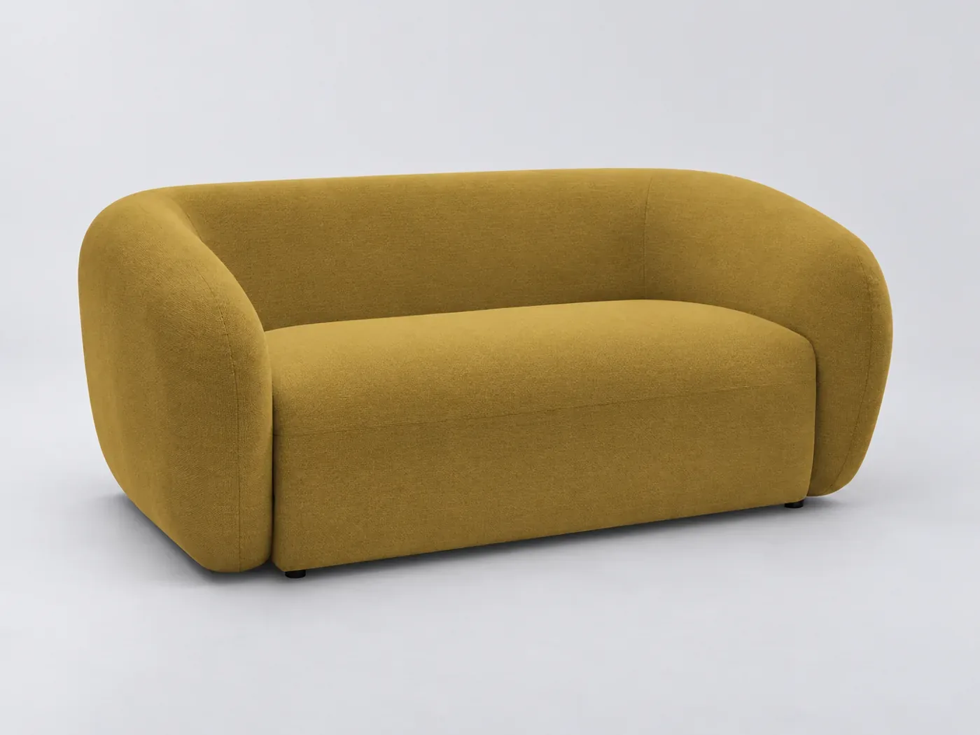 Canapé Celine Bobochic, 2 places droit fixe, tissu lisse, coloris jaune