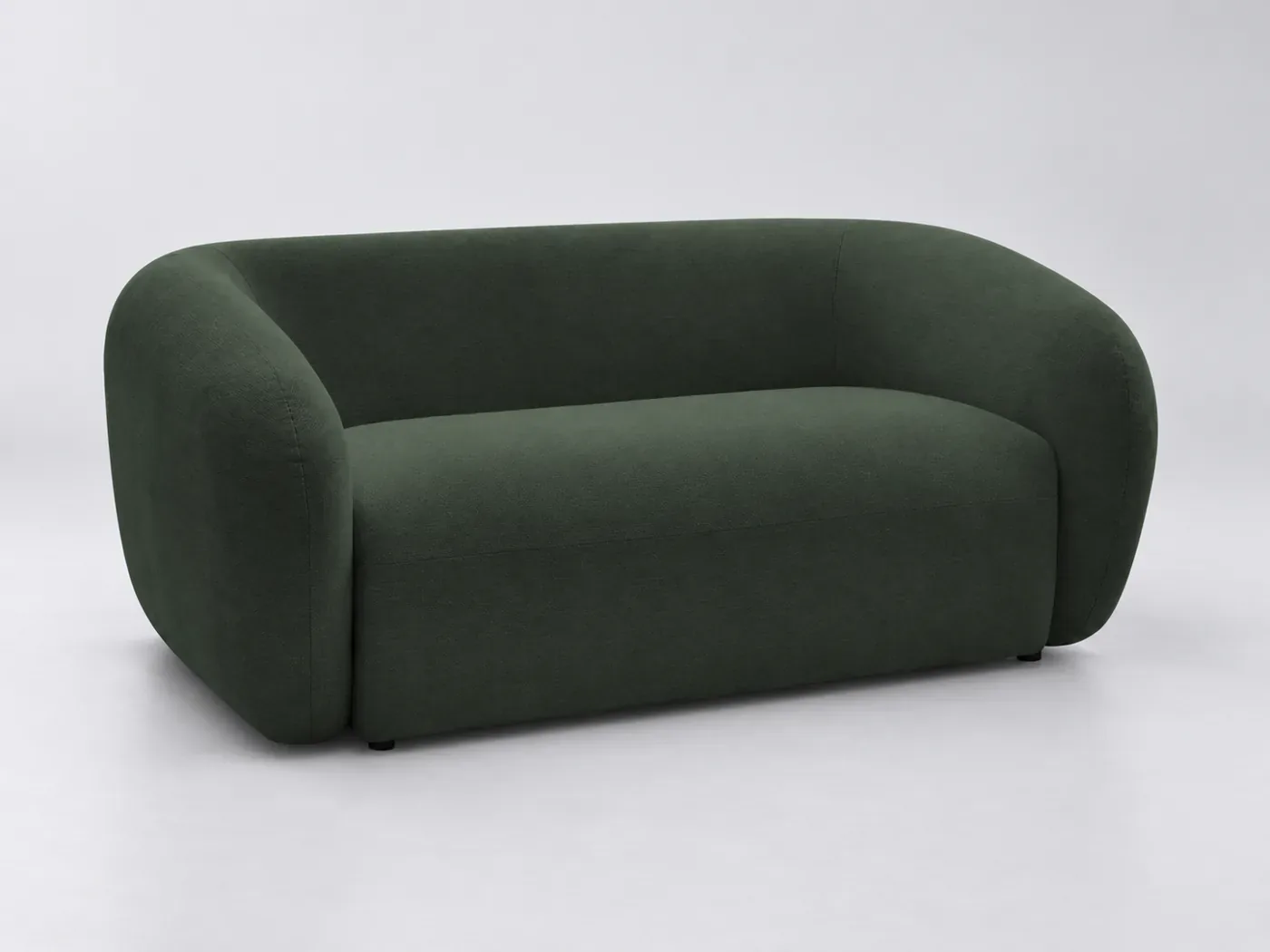 Canapé Celine Bobochic, 2 places droit fixe, tissu lisse, coloris vert