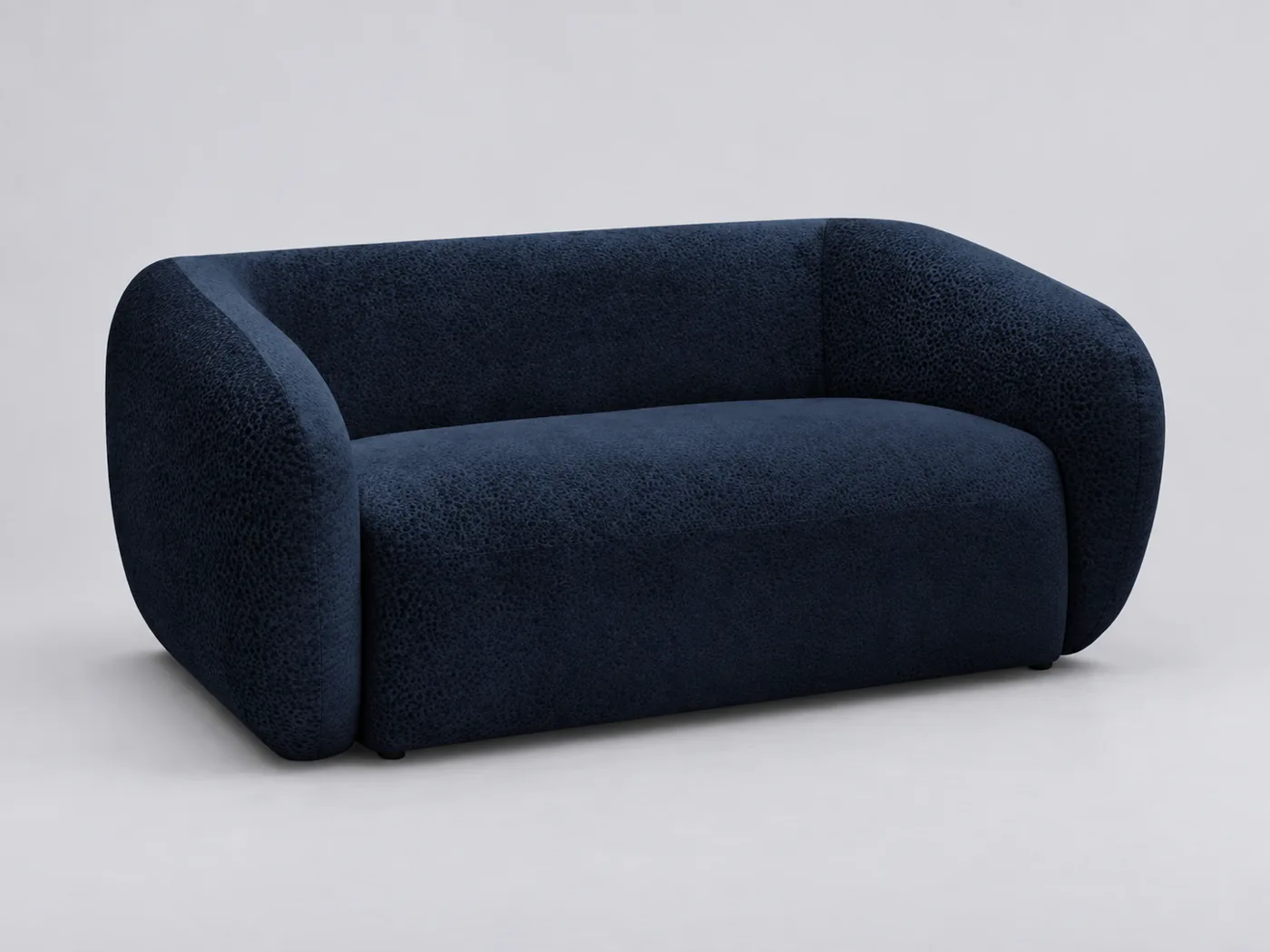 Canapé Celine Bobochic, 2 places droit fixe, tissu texturé, coloris bleu foncé