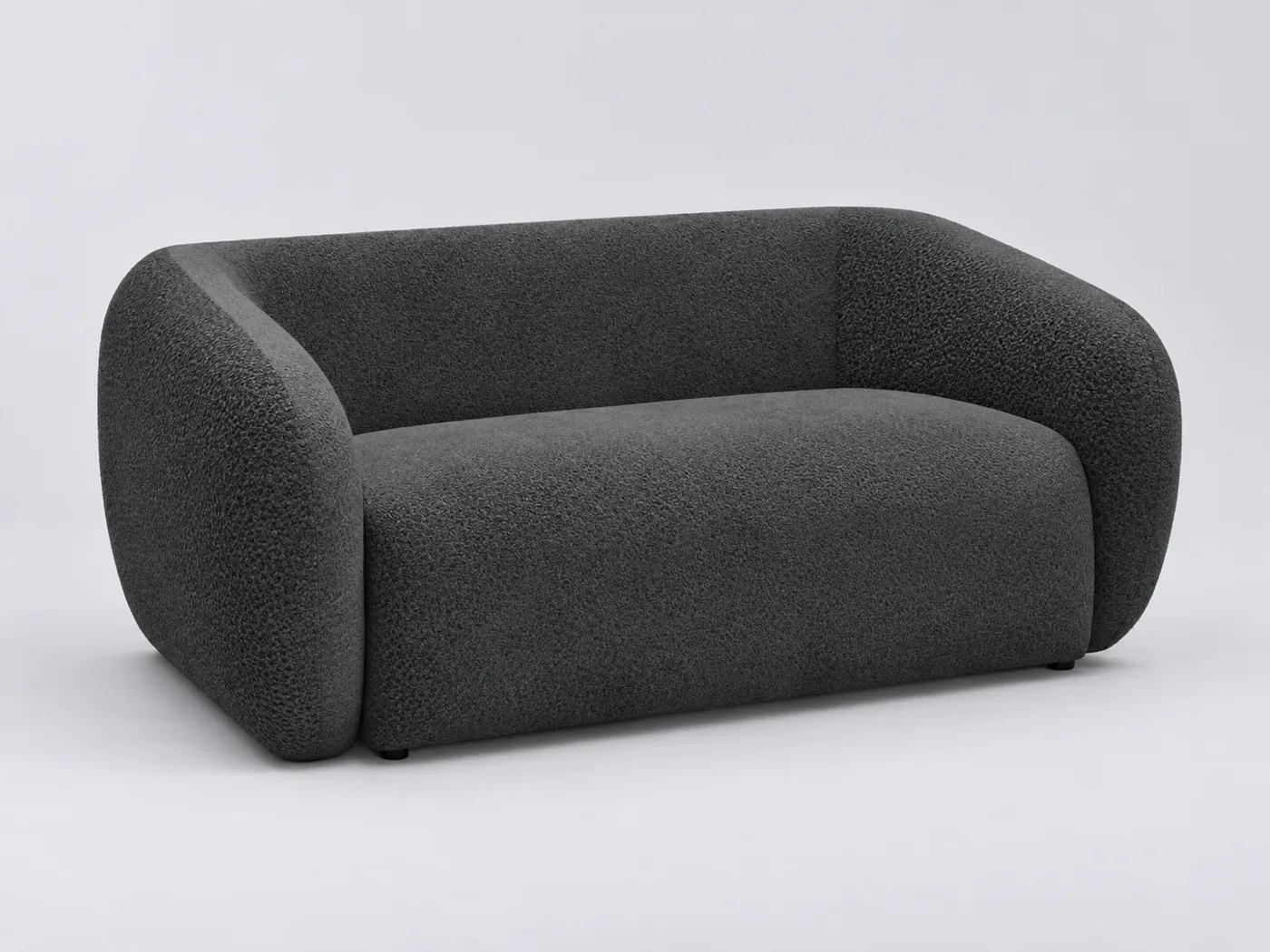 Canapé Celine Bobochic, 2 places droit fixe, tissu texturé, coloris gris foncé