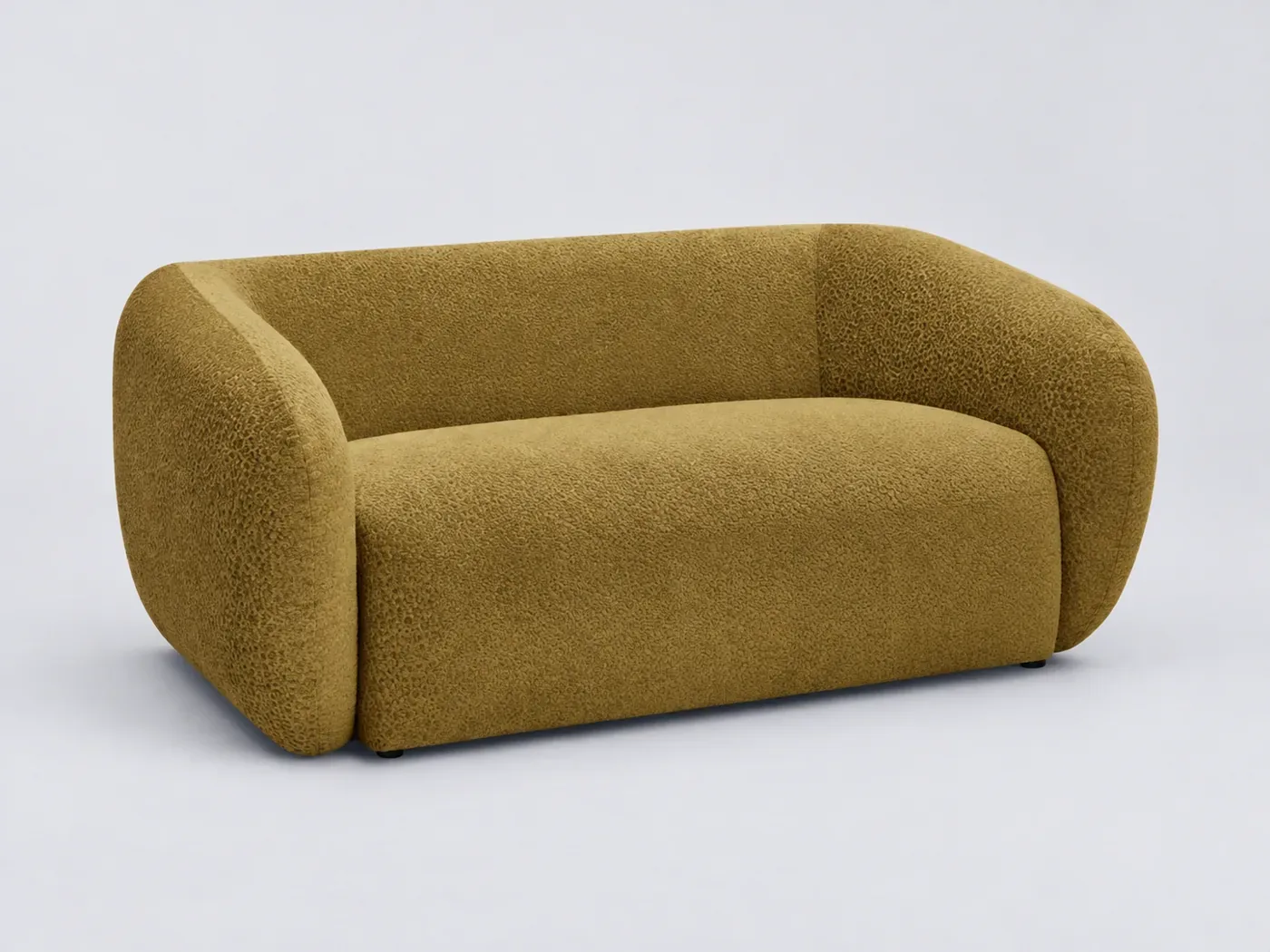 Canapé Celine Bobochic, 2 places droit fixe, tissu texturé, coloris jaune