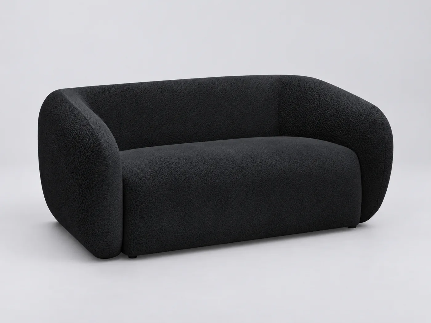 Canapé Celine Bobochic, 2 places droit fixe, tissu texturé, coloris noir