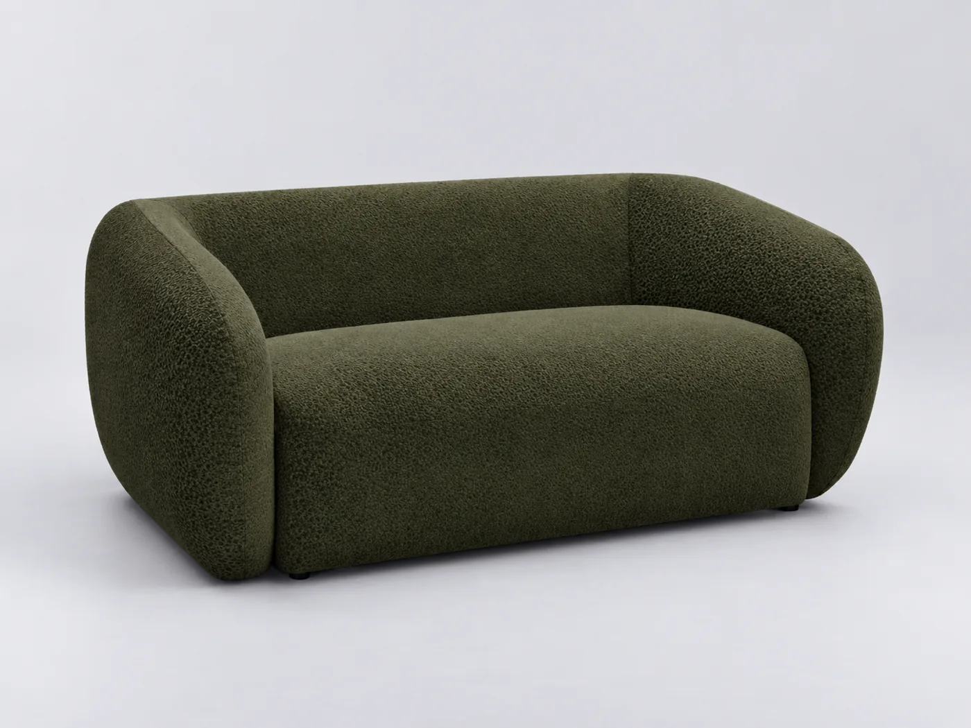 Canapé Celine Bobochic, 2 places droit fixe, tissu texturé, coloris vert