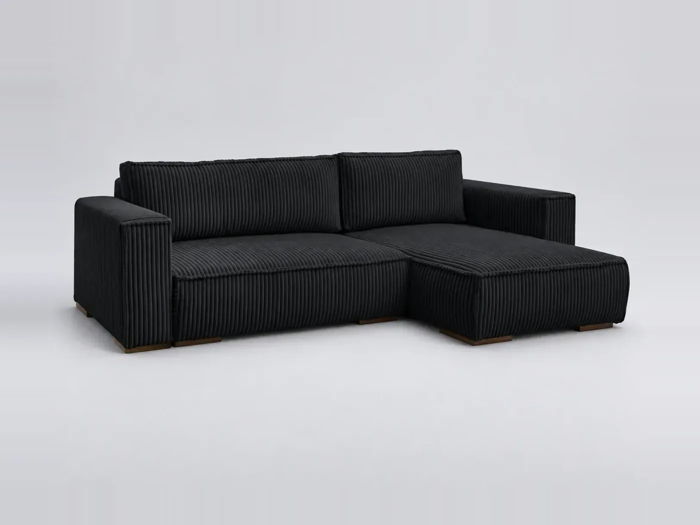 Canapé Chelsea Bobochic, 3 places d'angle convertible réversible, coloris noir