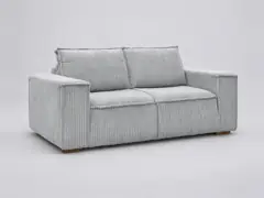 Canapé Chelsea Bobochic, 3 places droit convertible express couchage 160x200, gros côtelé doux, coloris gris clair