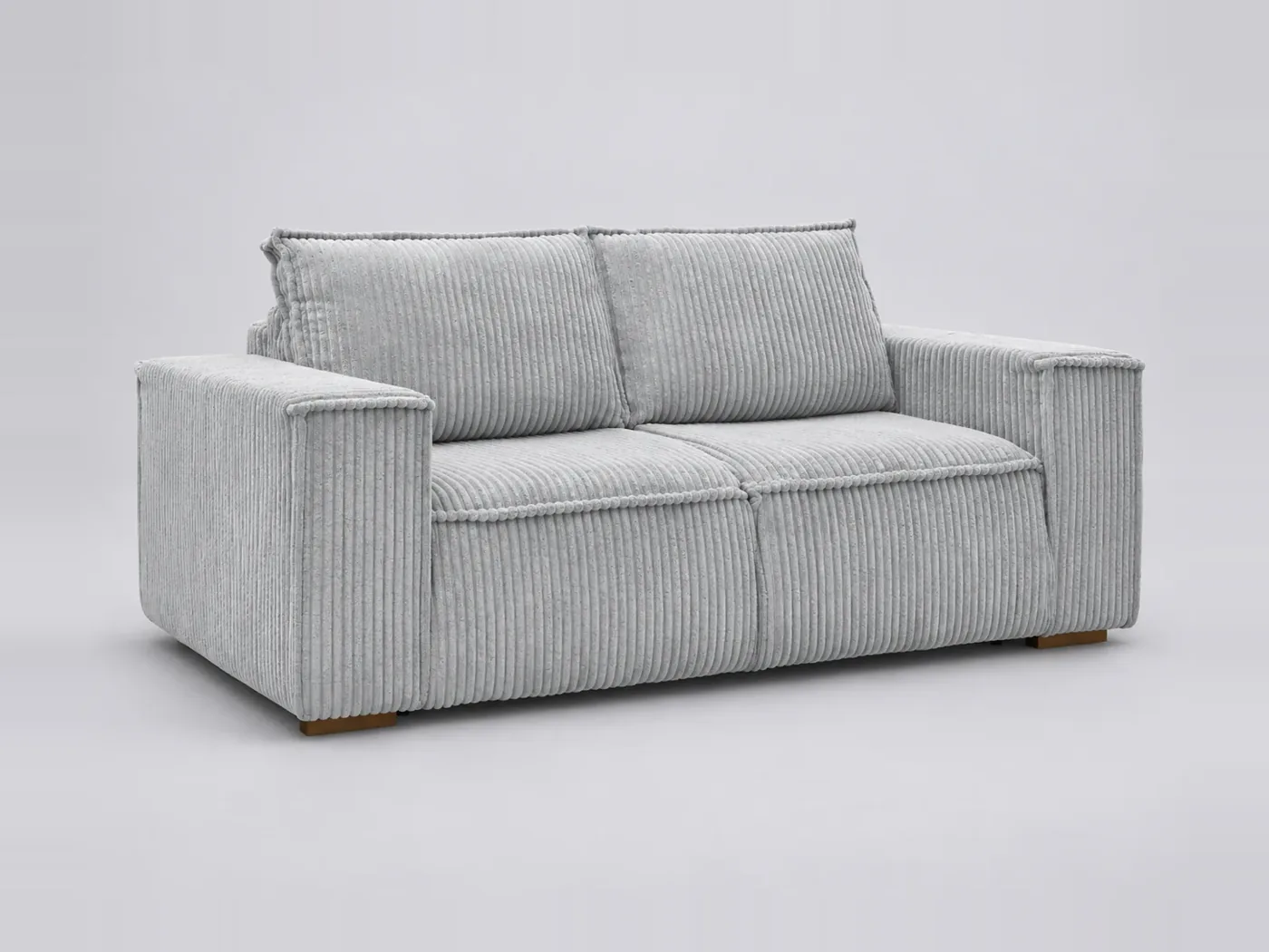 Canapé Chelsea Bobochic, 3 places droit convertible express couchage 140x200, gros côtelé doux, coloris gris clair