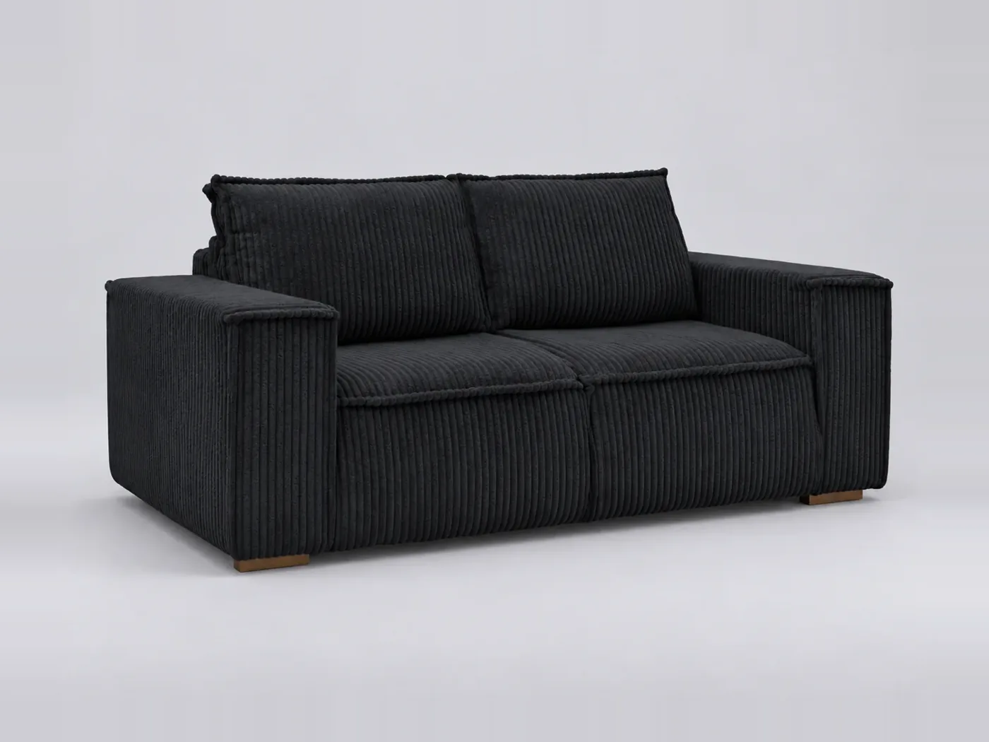 Canapé Chelsea Bobochic, 3 places droit convertible express couchage 140x200, gros côtelé doux, coloris noir