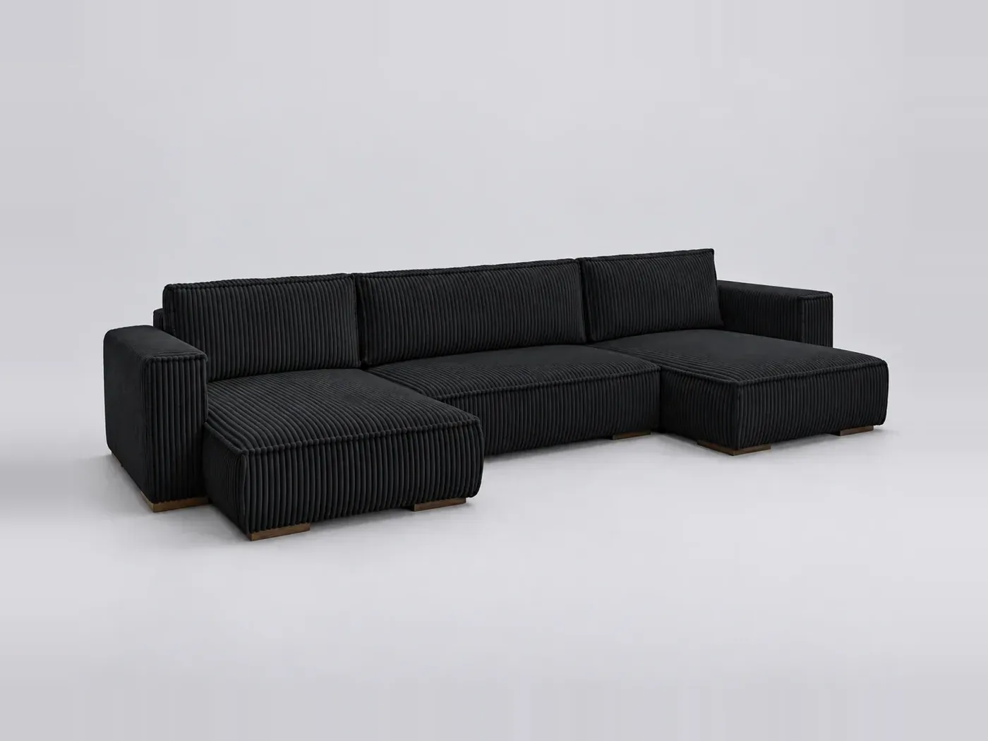 Canapé Chelsea Bobochic, 4 places panoramique convertible, coloris noir