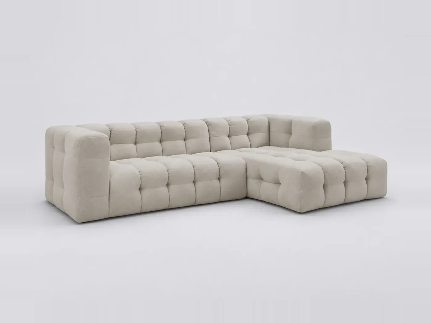 Canapé Cloud Bobochic, 3 places d'angle fixe, tissu, coloris beige