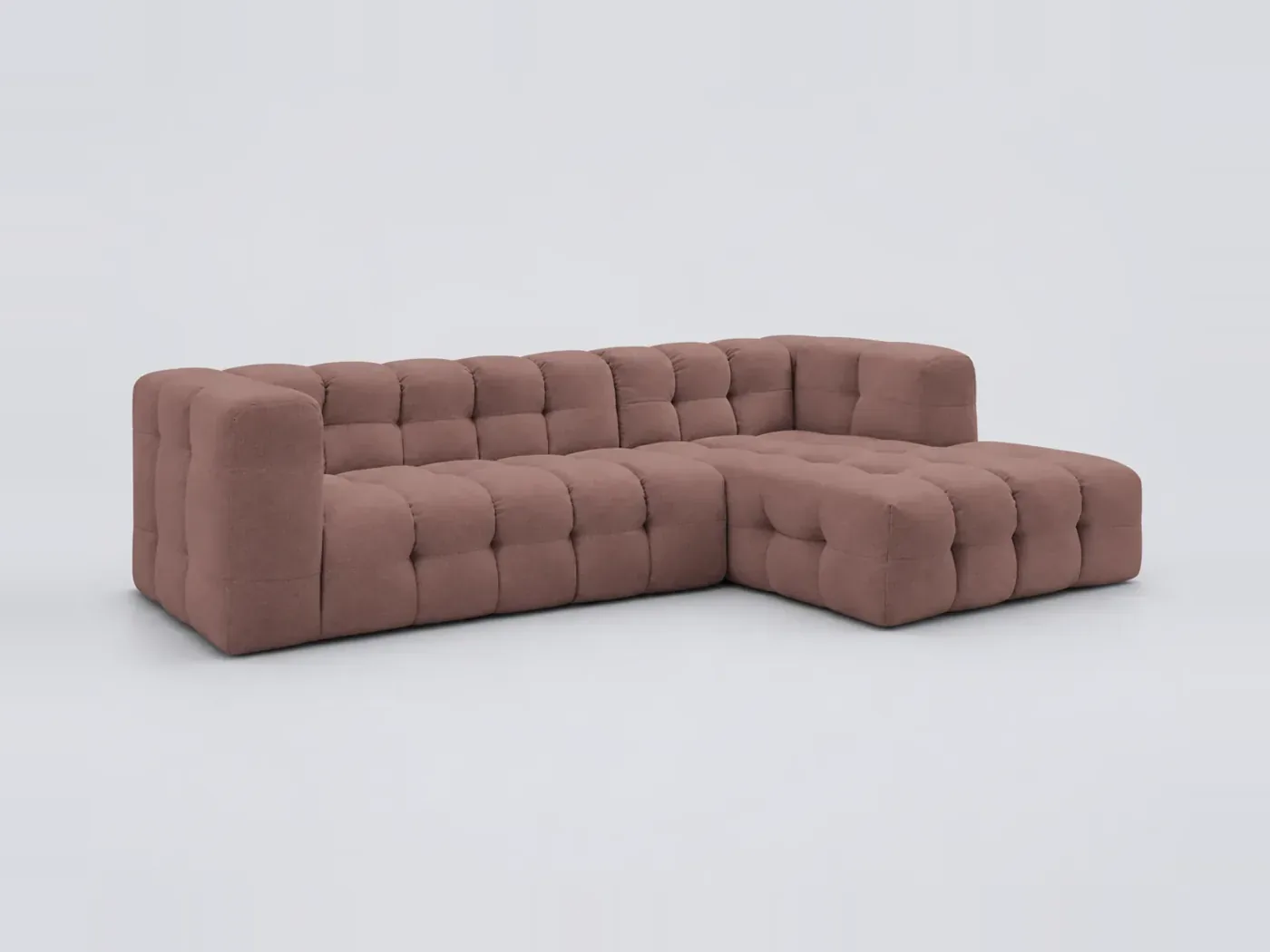 Canapé Cloud Bobochic, 3 places d'angle fixe, tissu, coloris rose