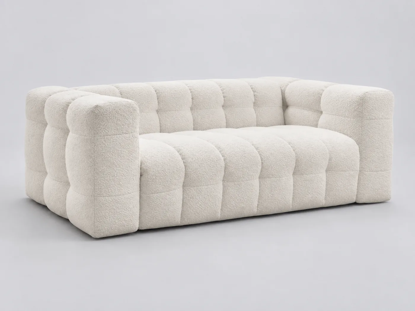 Canapé Cloud Bobochic, 3 places droit convertible express, bouclette, coloris blanc