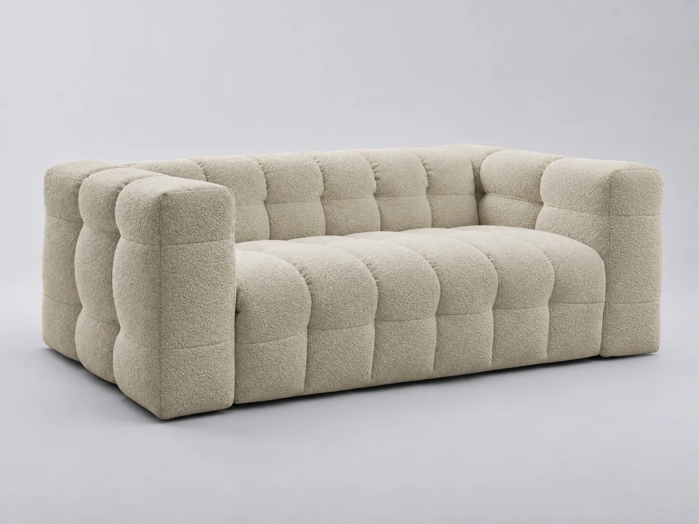 Canapé Cloud Bobochic, 3 places droit convertible express, tissu lisse, coloris beige