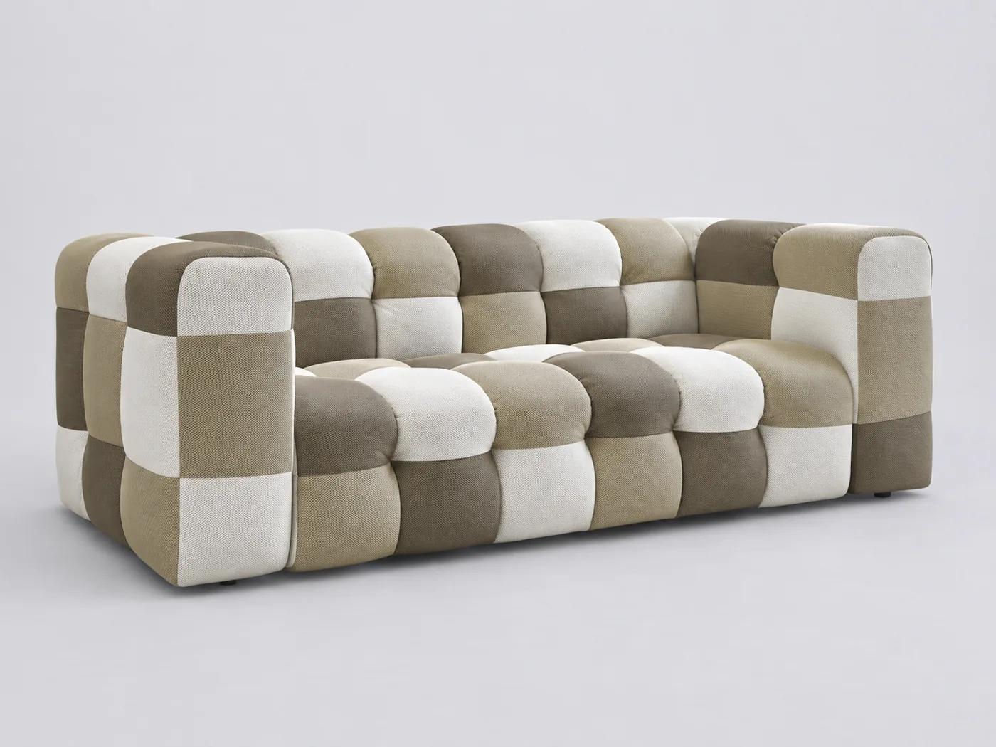 Canapé Cloud Bobochic, 3 places droit fixe, tissu mesh, coloris multicolore