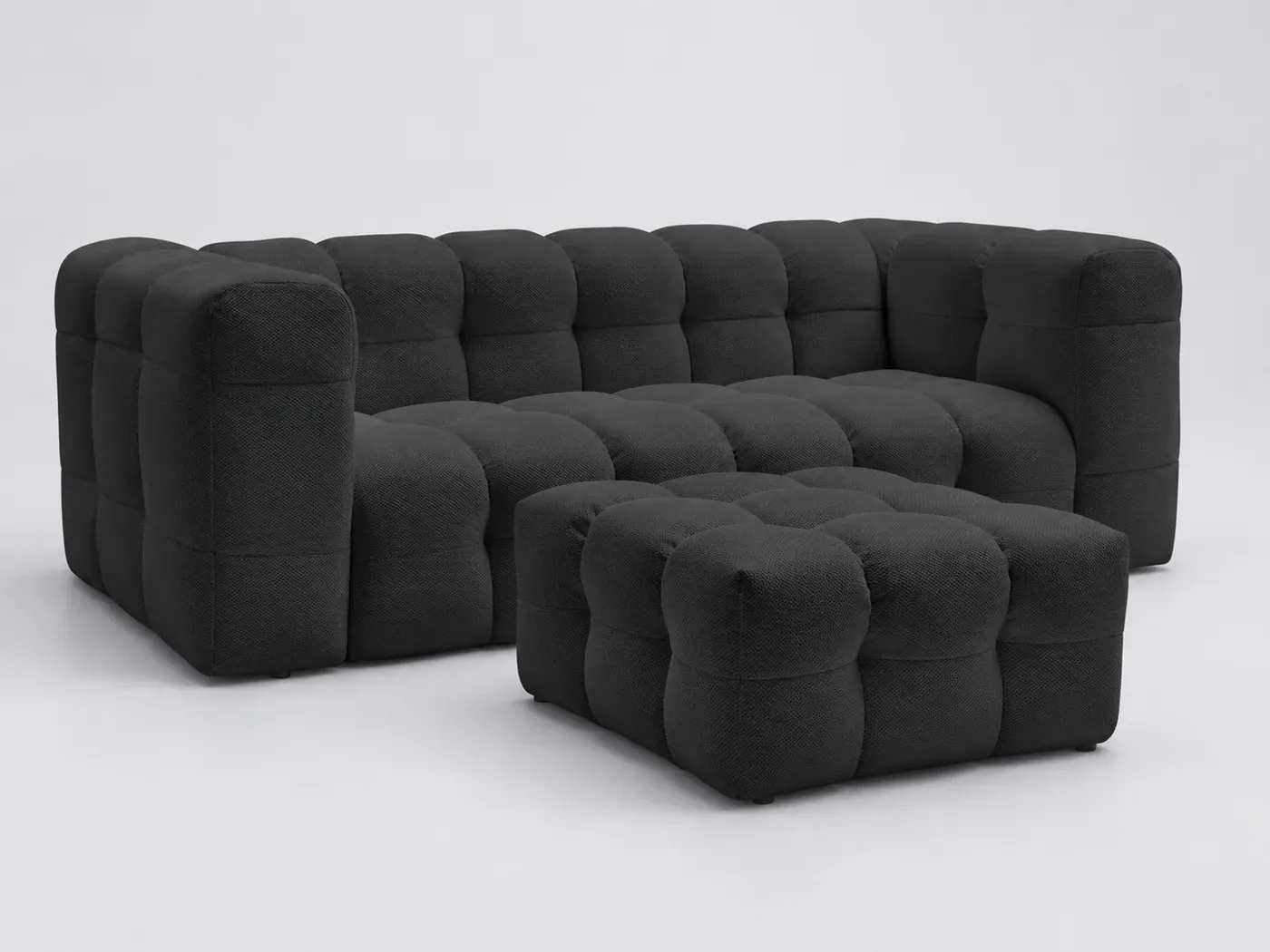 Canapé Cloud Bobochic, 3 places droit fixe, tissu mesh, coloris noir
