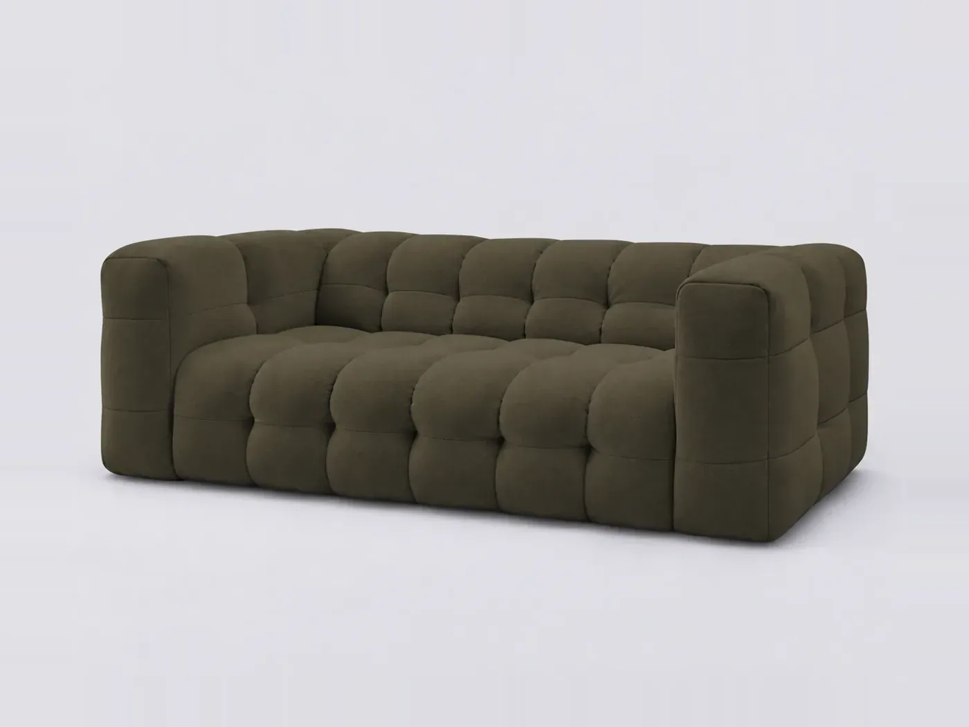 Canapé Cloud Bobochic, 3 places droit fixe, tissu, coloris vert