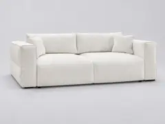 Canapé Ezechiel Bobochic, 3 places droit convertible, tissu chiné, coloris blanc