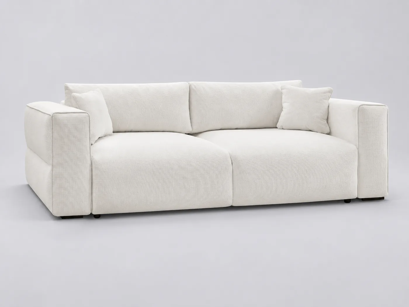 Canapé Ezechiel Bobochic, 3 places droit convertible, tissu chiné, coloris blanc