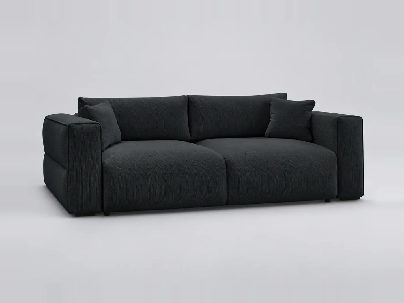 Canapé Ezechiel Bobochic, 3 places droit convertible, tissu chiné, coloris noir