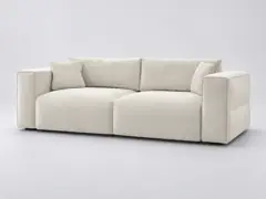 Canapé Ezechiel Bobochic, 3 places droit convertible, tissu lisse, coloris beige