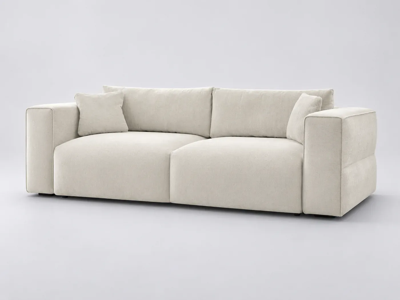 Canapé Ezechiel Bobochic, 3 places droit convertible, tissu lisse, coloris beige