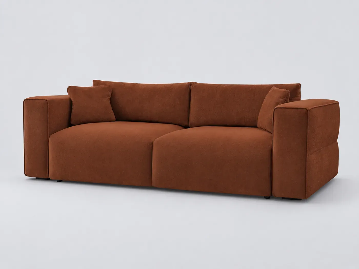 Canapé Ezechiel Bobochic, 3 places droit convertible, tissu lisse, coloris rouge