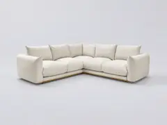Canapé Ernest Bobochic, 4 places d'angle fixe, tissu, coloris beige