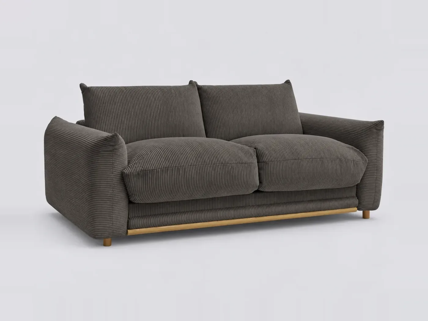 Canapé Ernest Bobochic, 3 places droit convertible couchage 160x190, velours côtelé, coloris taupe