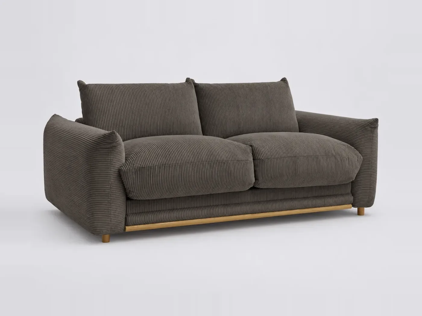 Canapé Ernest Bobochic, 3 places droit convertible couchage 140x190, velours côtelé, coloris taupe
