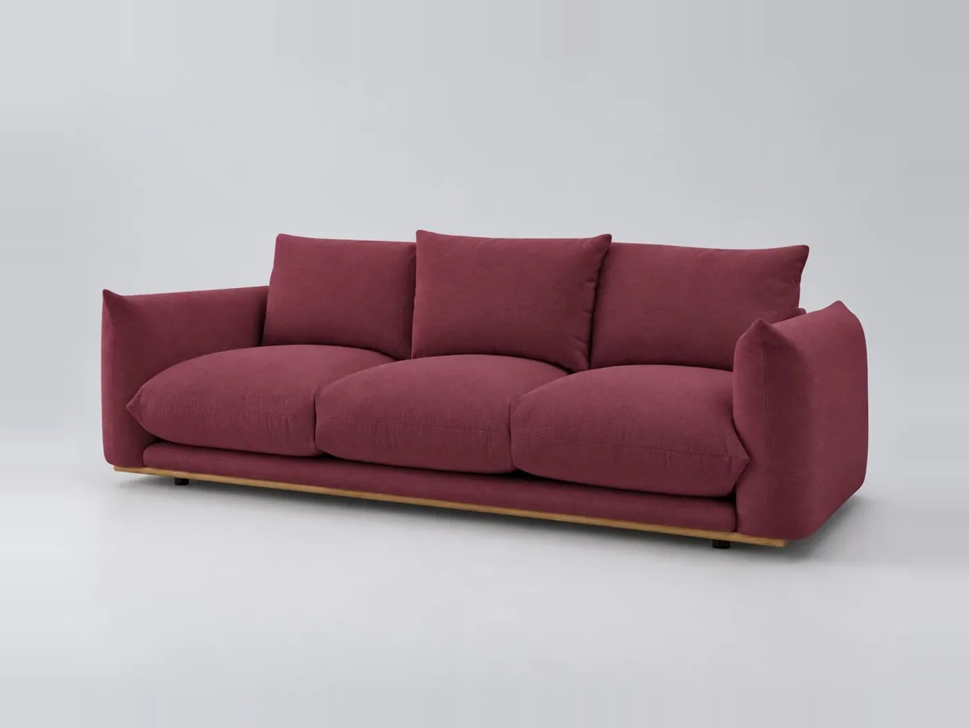 Canapé Ernest Bobochic, 3 places droit fixe, tissu, coloris rouge