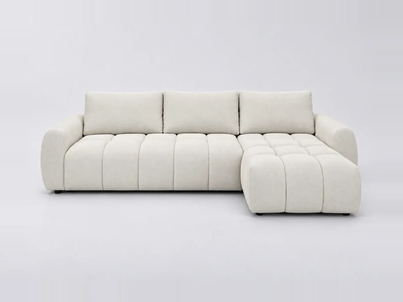 Canapé Fuji Bobochic, 3 places d'angle convertible express réversible, coloris blanc