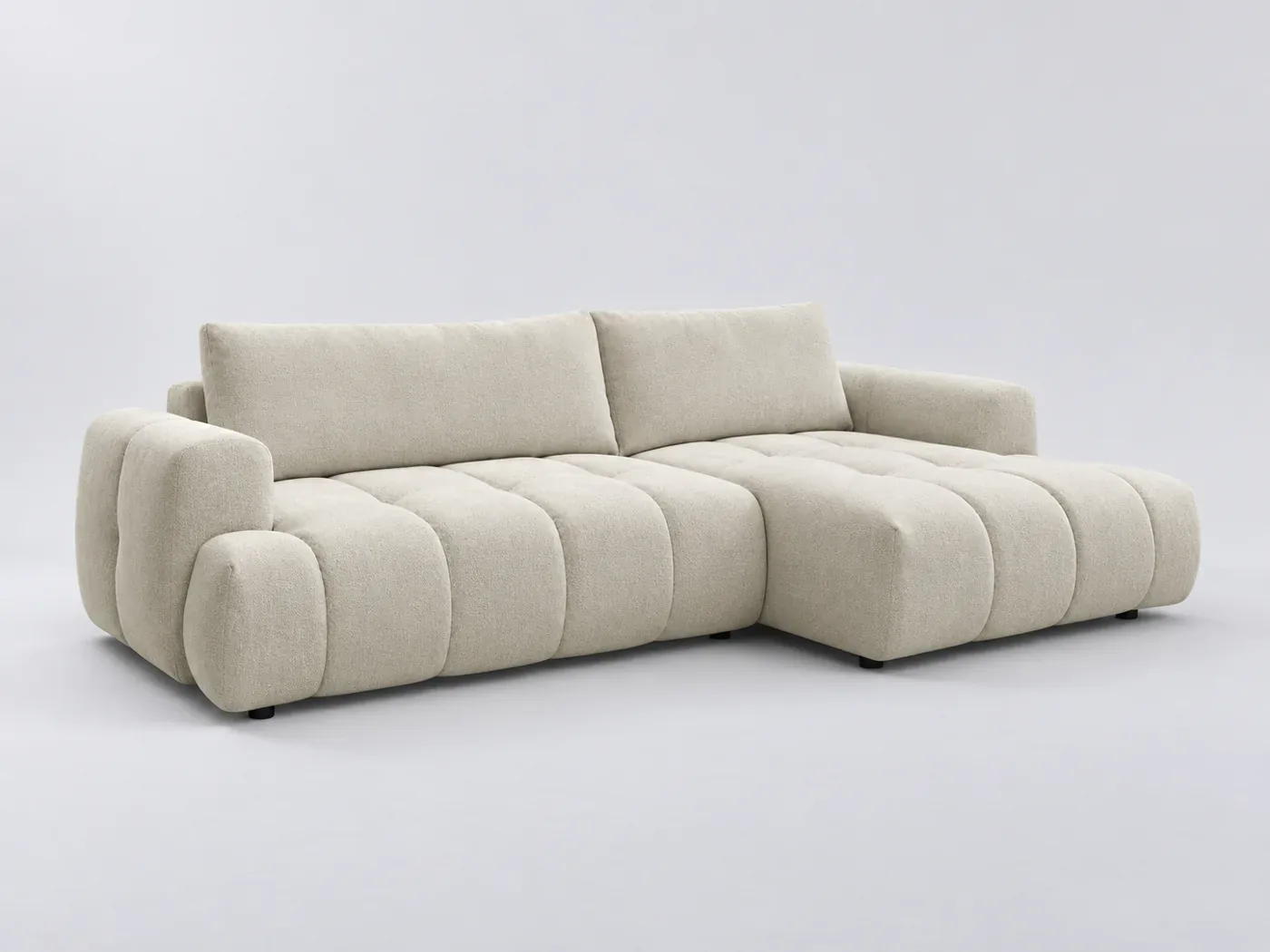 Canapé Fuji Bobochic, 3 places d'angle convertible, coloris beige