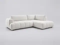 Canapé Fuji Bobochic, 4 places d'angle convertible en L, bouclette, coloris blanc