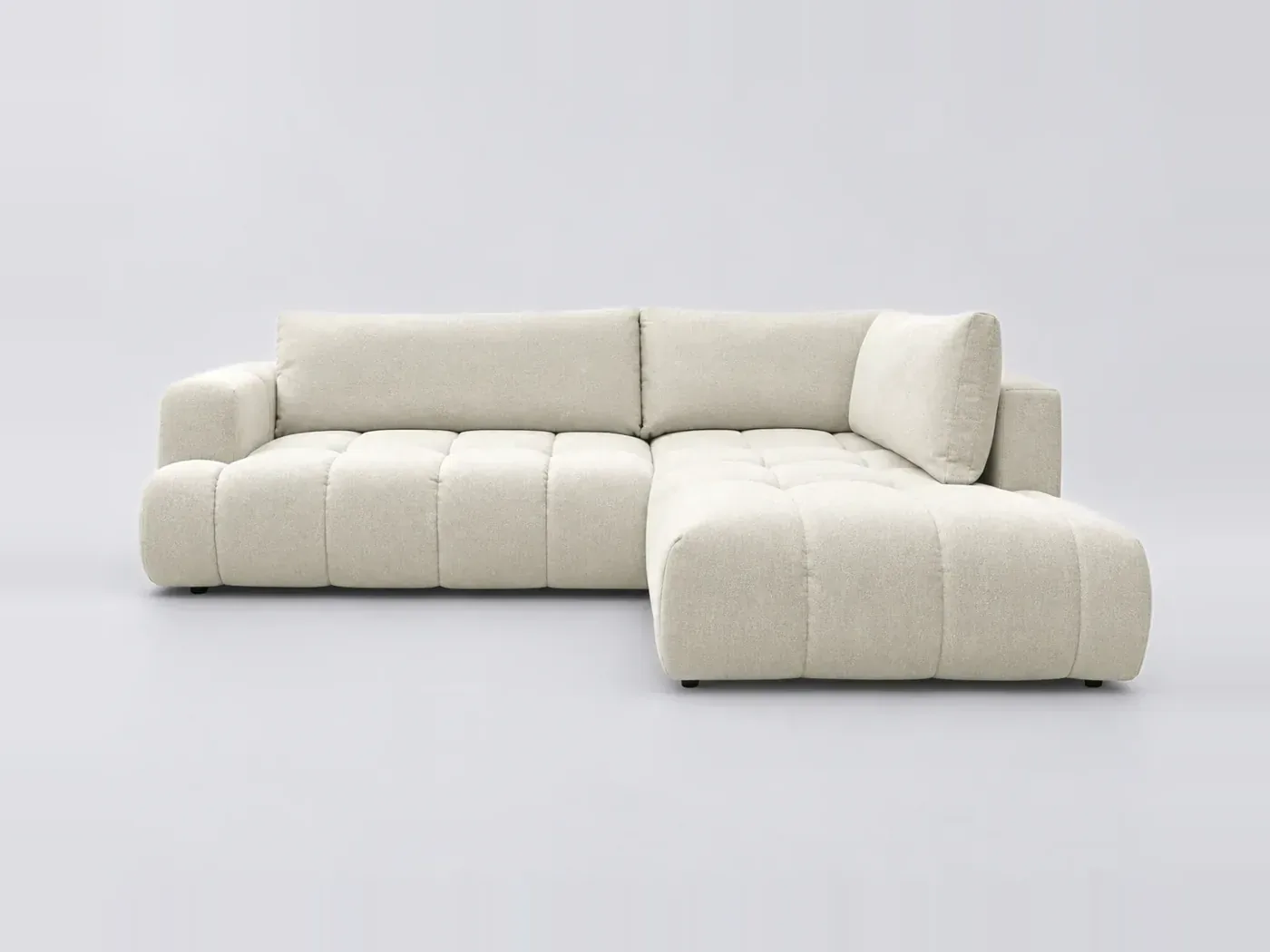 Canapé Fuji Bobochic, 4 places d'angle convertible en L, coloris beige