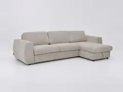 Canapé Hugo Bobochic, 4 places d'angle convertible express, tissu texturé, coloris beige