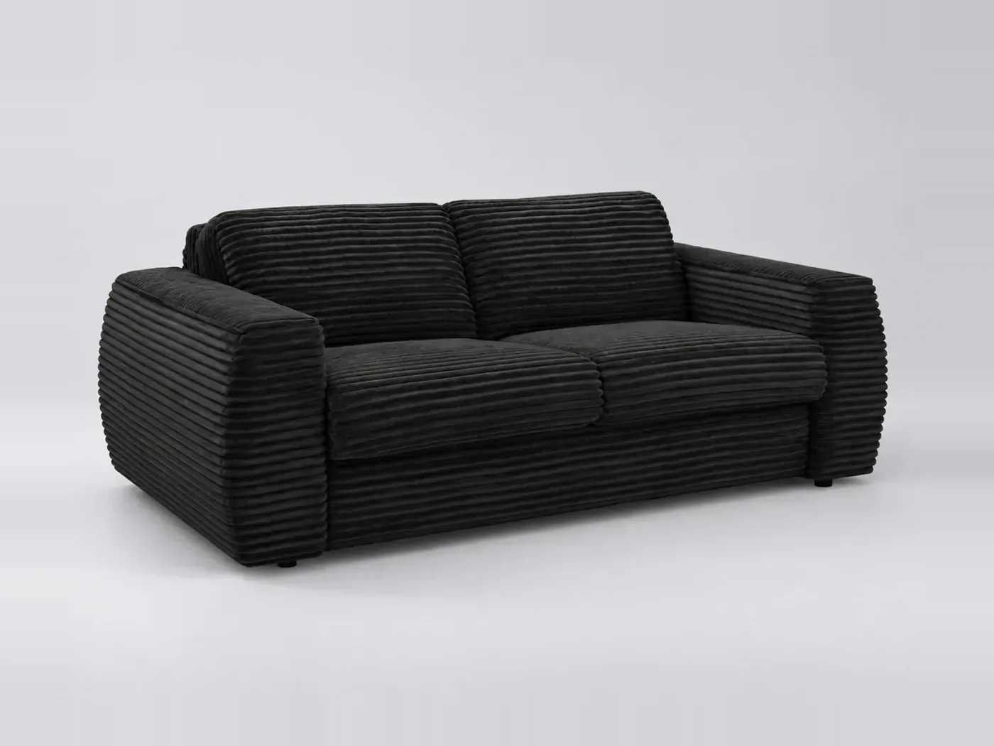 Canapé Isadora Bobochic, 3 places droit convertible express couchage 160x190, gros côtelé doux, coloris noir