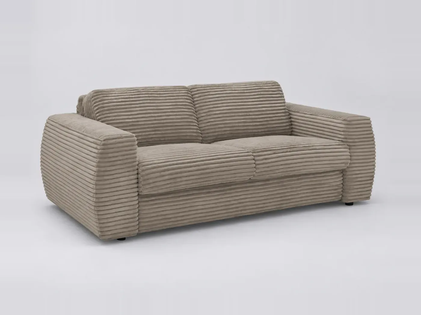 Canapé Isadora Bobochic, 3 places droit convertible express couchage 160x190, gros côtelé doux, coloris taupe