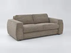 Canapé Hugo Bobochic, 3 places droit convertible express couchage 140x190, gros côtelé doux, coloris taupe