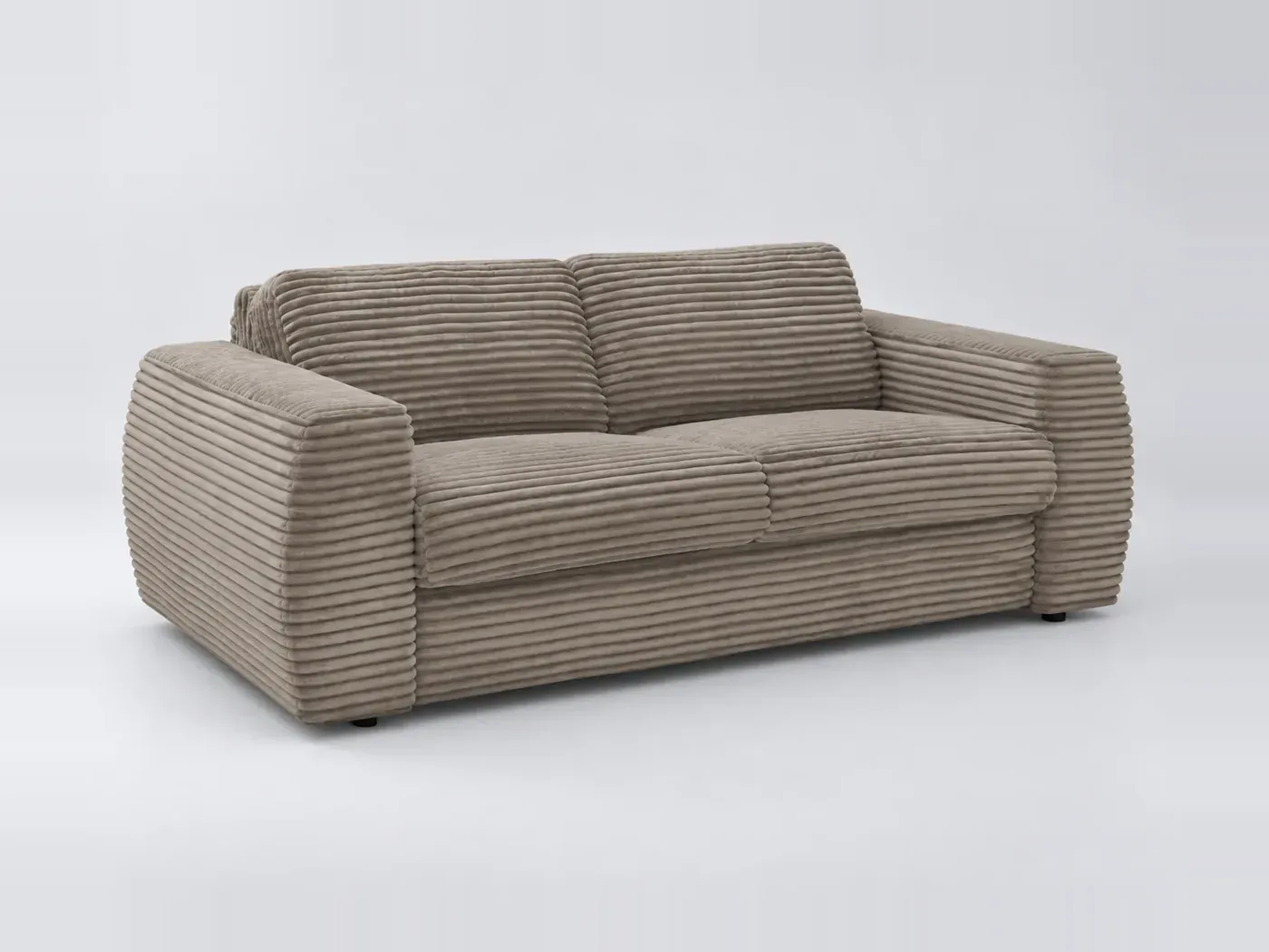 Canapé Isadora Bobochic, 3 places droit convertible express couchage 140x190, gros côtelé doux, coloris taupe