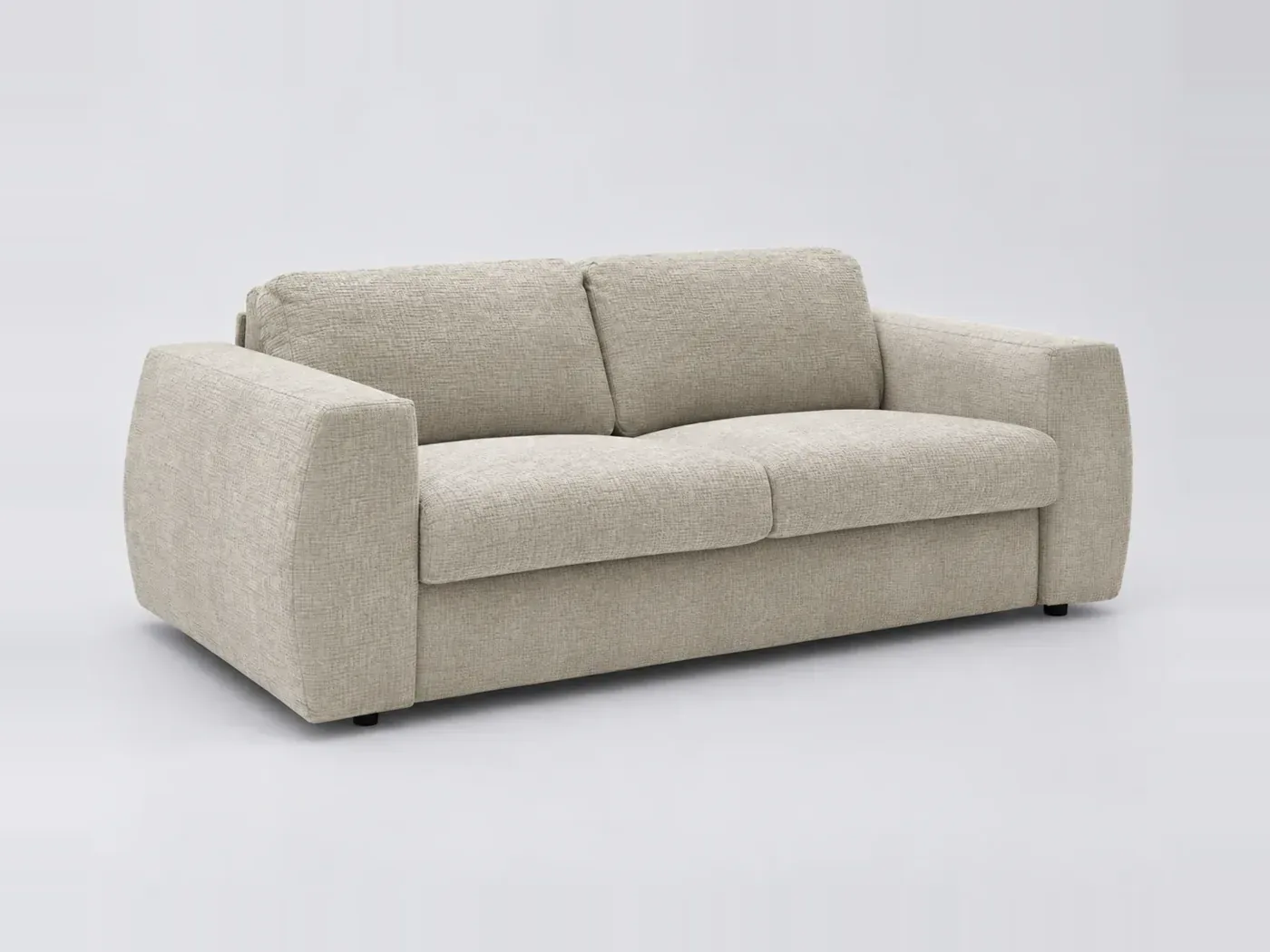 Canapé Isadora Bobochic, 3 places droit convertible express couchage 160x190, tissu texturé, coloris beige