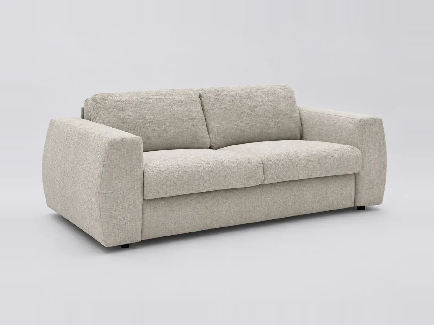 Canapé Isadora Bobochic, 3 places droit convertible express couchage 140x190, tissu texturé, coloris beige