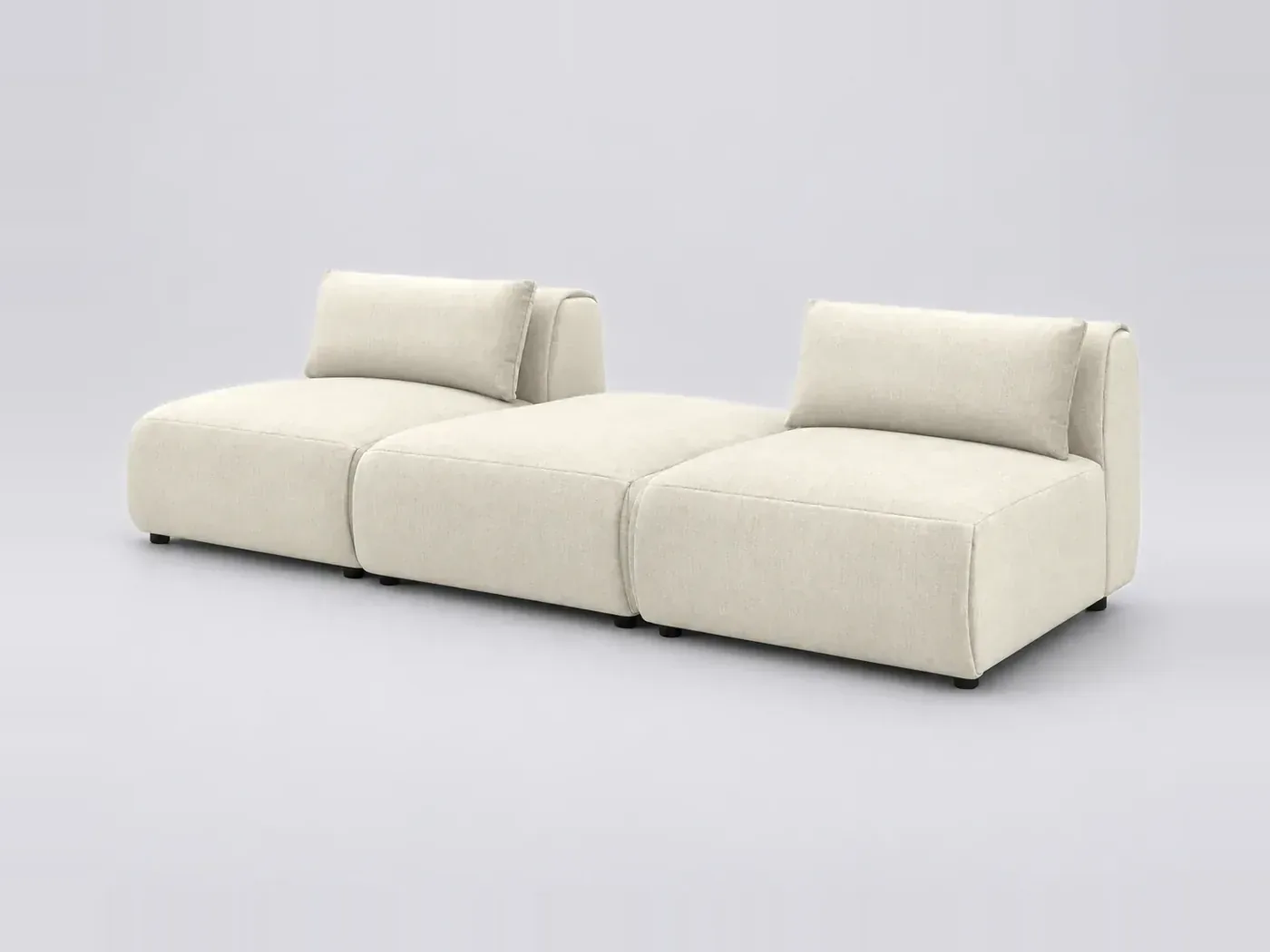 Canapé Jeanne Bobochic, 3 places droit fixe, velours, coloris beige