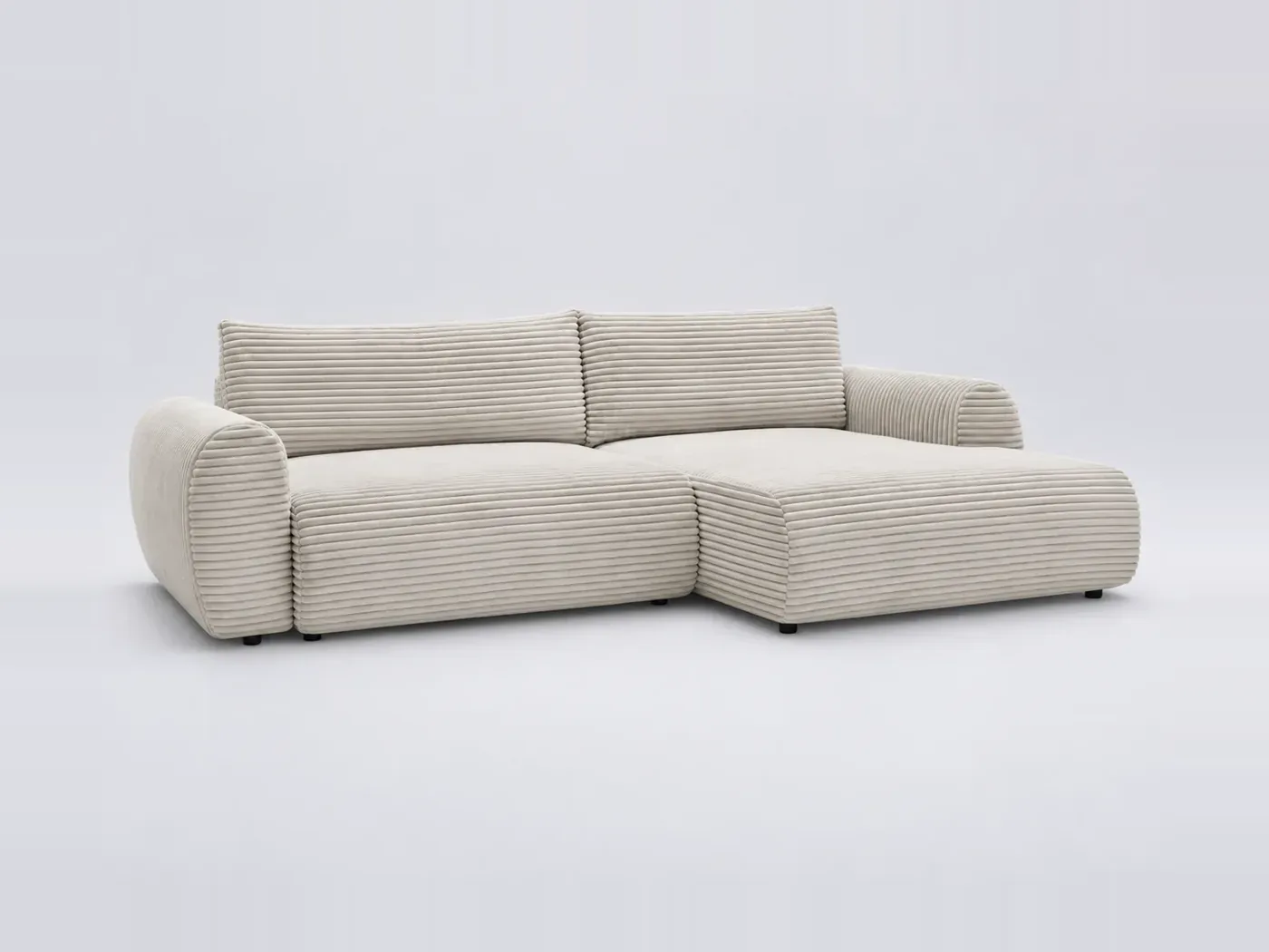 Canapé Lucien Bobochic, 4 places d'angle convertible, gros côtelé doux, coloris beige