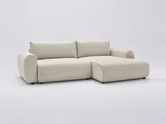 Canapé Lucien Bobochic, 4 places d'angle convertible, tissu lisse, coloris beige