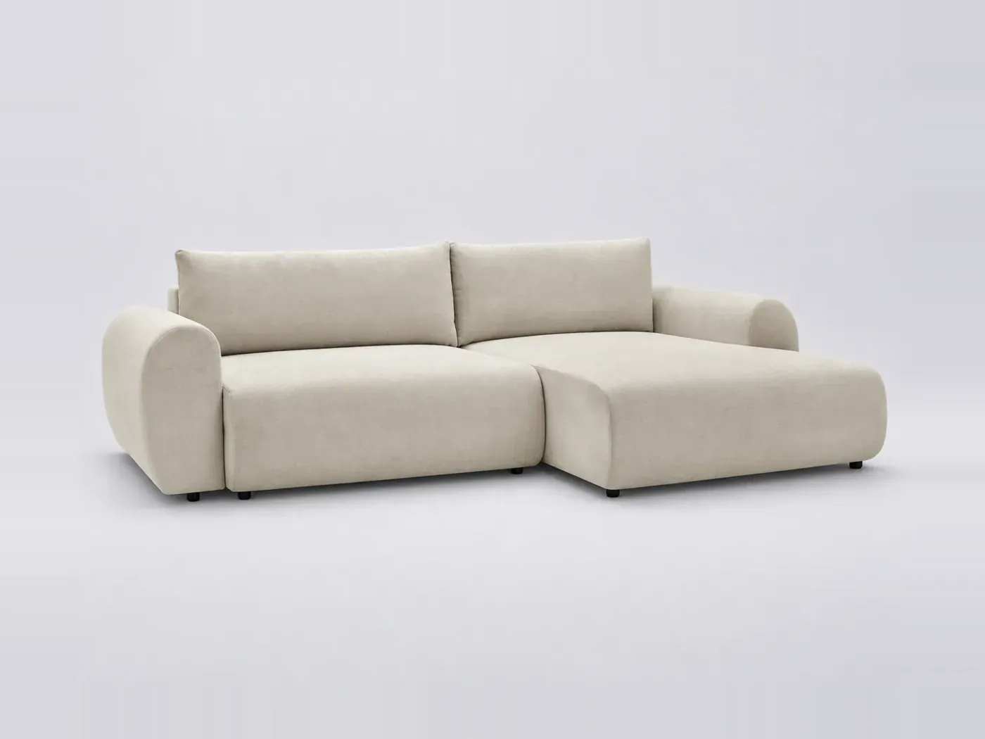 Canapé Lucien Bobochic, 4 places d'angle convertible, tissu lisse, coloris beige