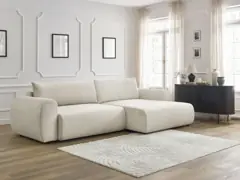 Canapé Lucien Bobochic, 4 places d'angle convertible, tissu lisse, coloris beige, photo 5