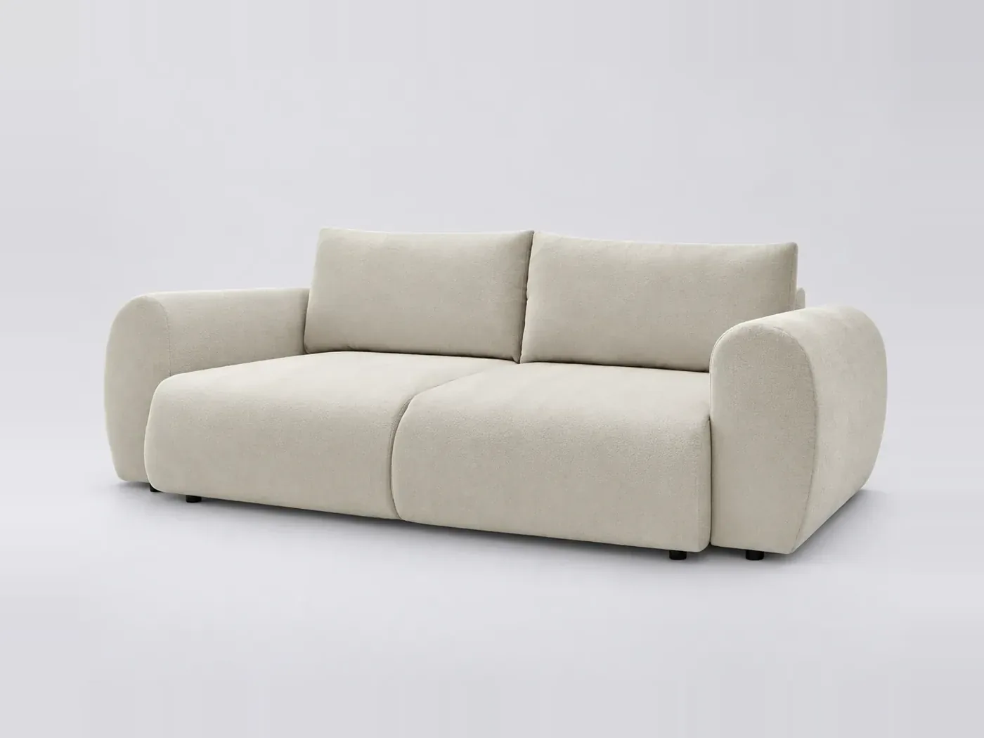 Canapé Lucien Bobochic, 3 places droit convertible, tissu lisse, coloris beige